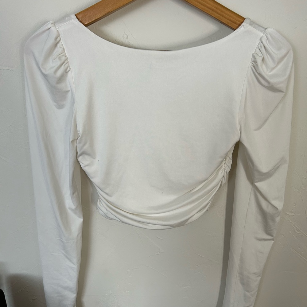 White Chic Puffy Sleeve Crop Top